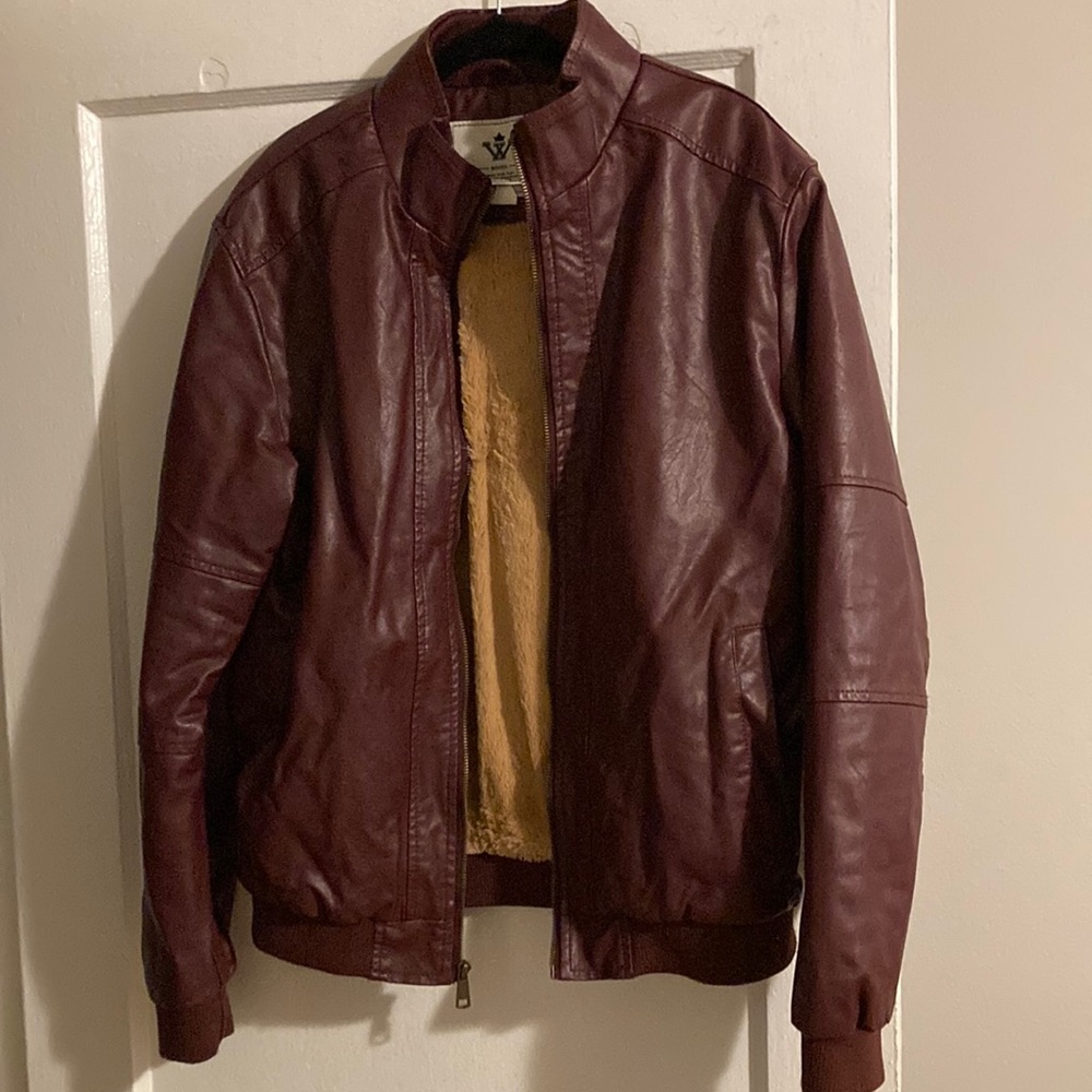 Men’s Faux Leather, Fur-Lined Jacket